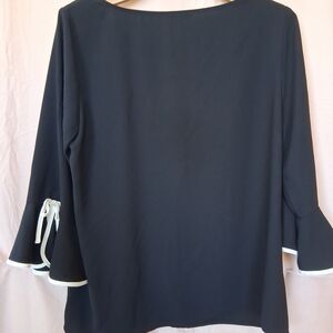 Elegant Black Women's Top with White Accents